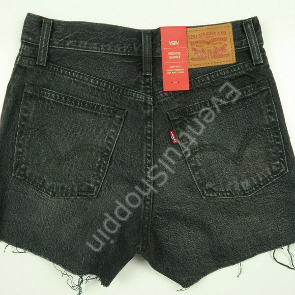 Levis Wedgie Fit Black Magic Cut Off Jean Shorts - Picture 2 of 2